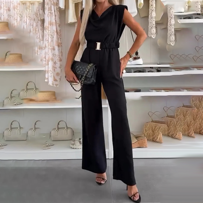 🎁61% de réduction🌸Jumpsuit à col drapé sans manches pour femme