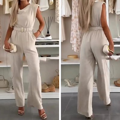 🎁61% de réduction🌸Jumpsuit à col drapé sans manches pour femme