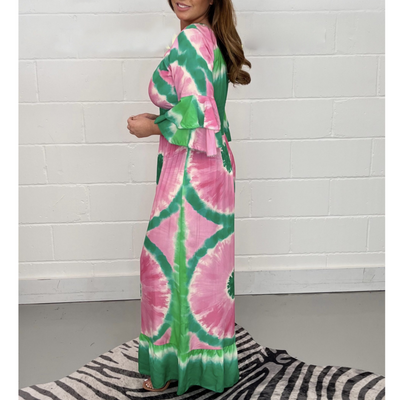 Combinaison à jambes larges imprimée Tie-Dye