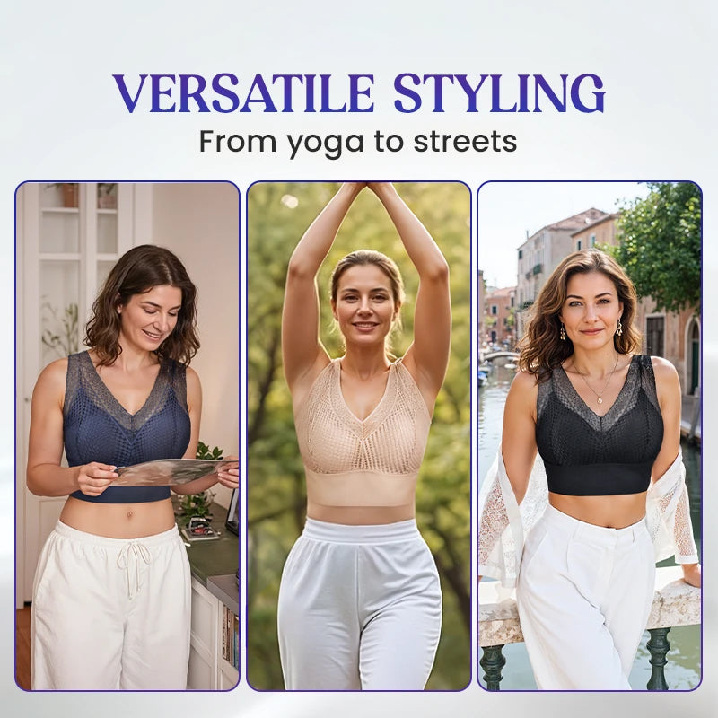 【💖1+1 gratuit】T-shirt en dentelle sans coutures, respirant, avec décolleté plongeant👙