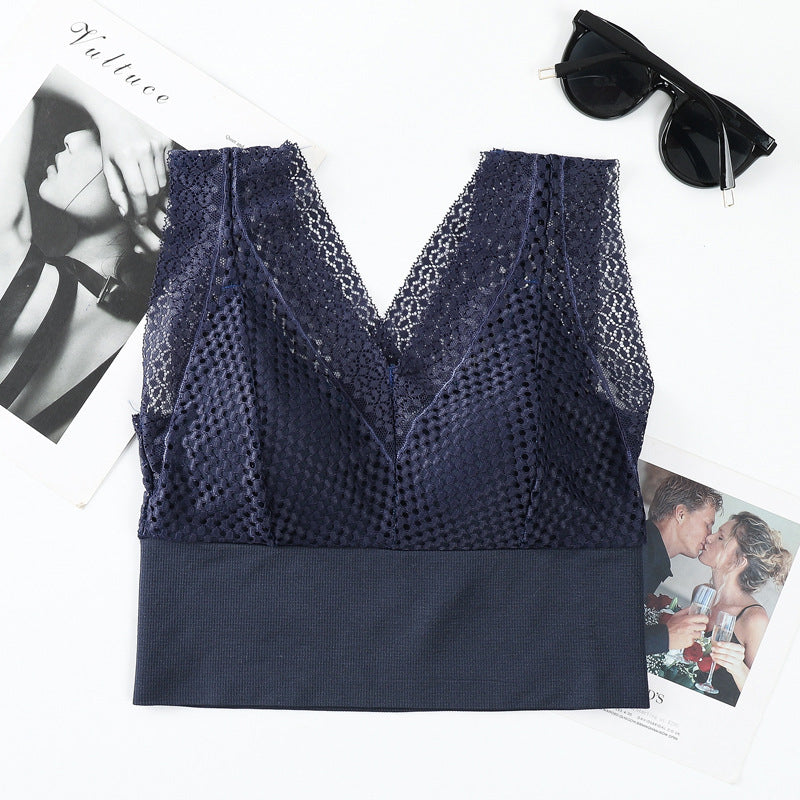 【💖1+1 gratuit】T-shirt en dentelle sans coutures, respirant, avec décolleté plongeant👙