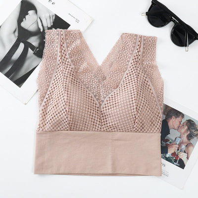 【💖1+1 gratuit】T-shirt en dentelle sans coutures, respirant, avec décolleté plongeant👙