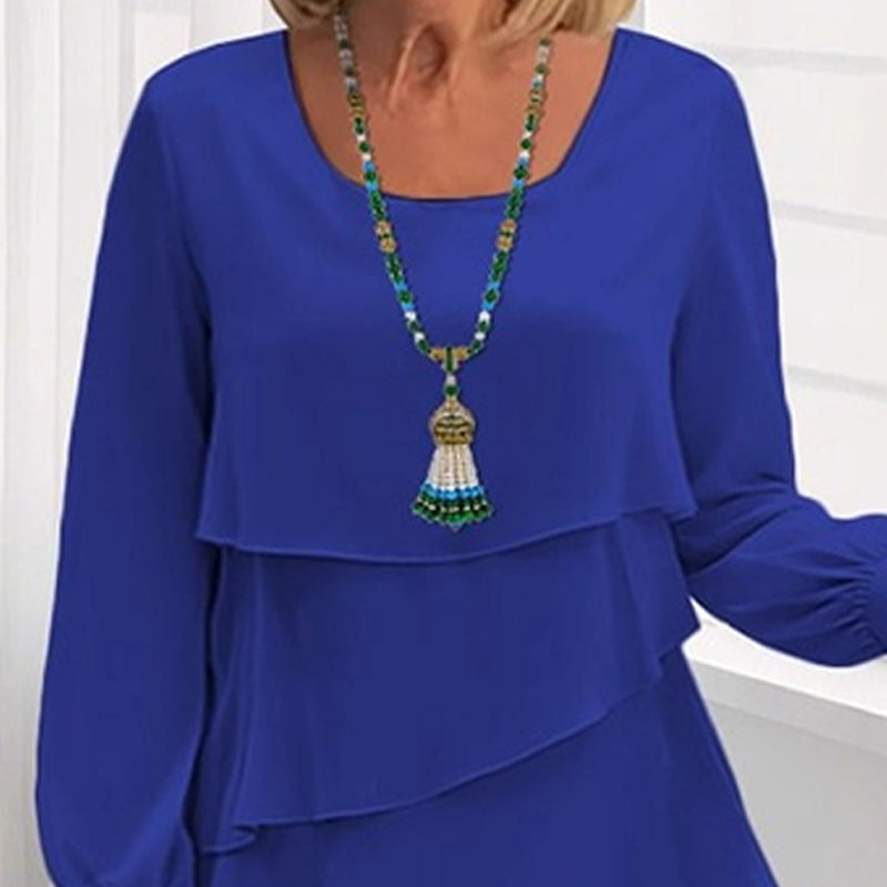 Robe à manches longues à volants superposés pour femme