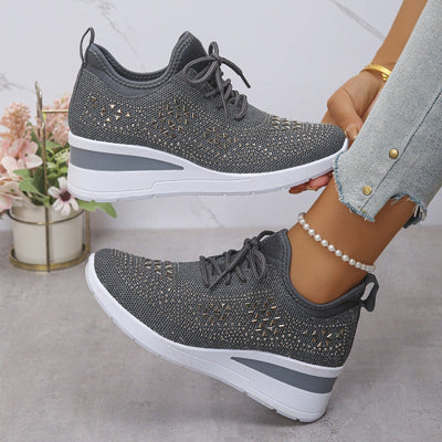 🔥🔥Dernier jour de promotion, profitez de 50 % de réduction🔥 Chaussures de sport orthopédiques respirantes pour femmes, style décontracté et tendance, ornées de strass incrustés.