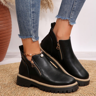 🔥Bottines en cuir PU noir tendance pour femmes