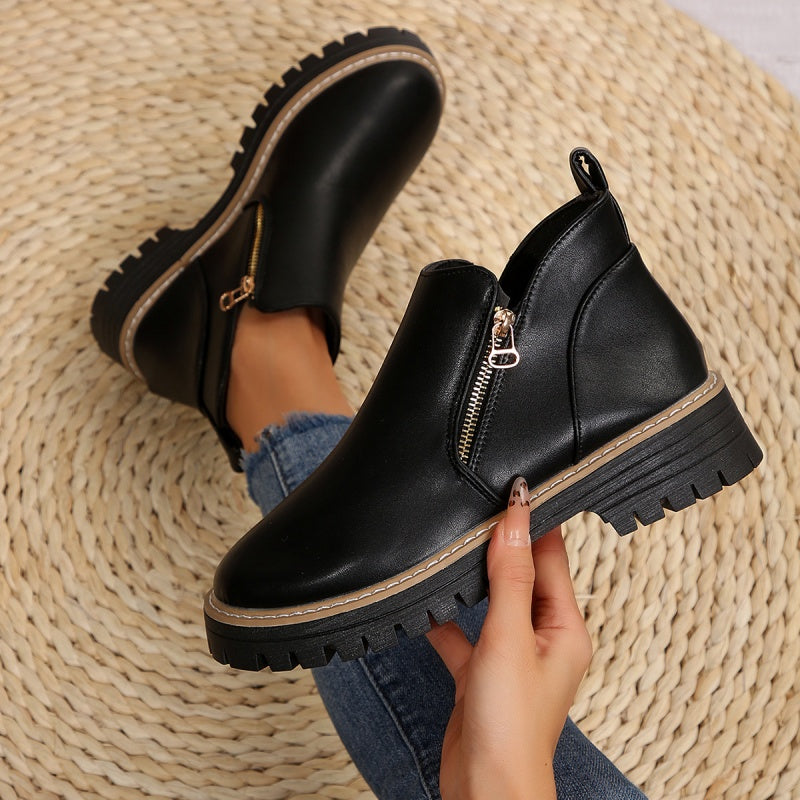 🔥Bottines en cuir PU noir tendance pour femmes