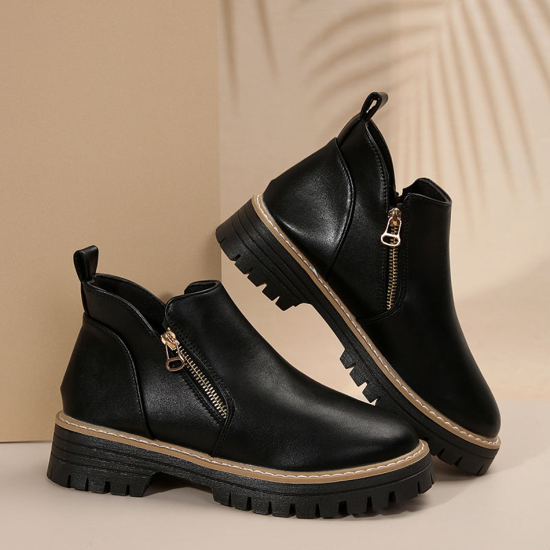 🔥Bottines en cuir PU noir tendance pour femmes