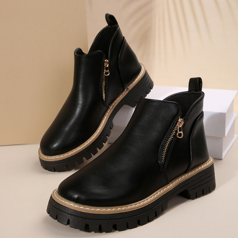🔥Bottines en cuir PU noir tendance pour femmes