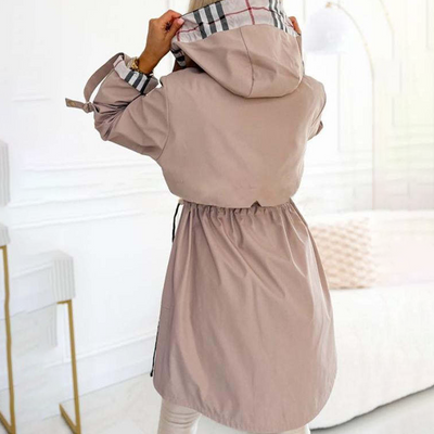 🔥Sweat à capuche long avec cordon de serrage à la taille et fermeture éclair