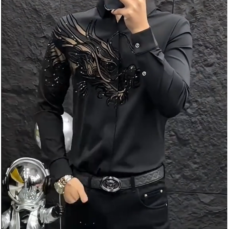 Chemise slim fit élégante imprimée pour homme