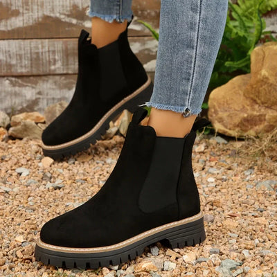🍂Bottines à talons bas élastiques unies pour femmes