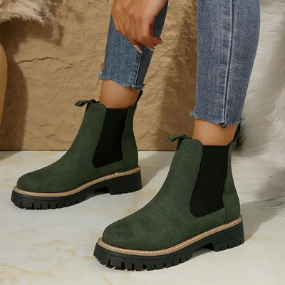 🍂Bottines à talons bas élastiques unies pour femmes