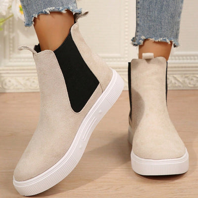 🍂Bottines à talons bas élastiques unies pour femmes