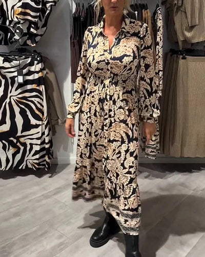 Robe chemise vintage à fleurs avec boutonnage à la taille