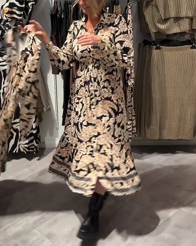 Robe chemise vintage à fleurs avec boutonnage à la taille