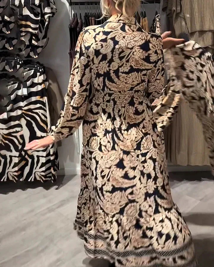 Robe chemise vintage à fleurs avec boutonnage à la taille