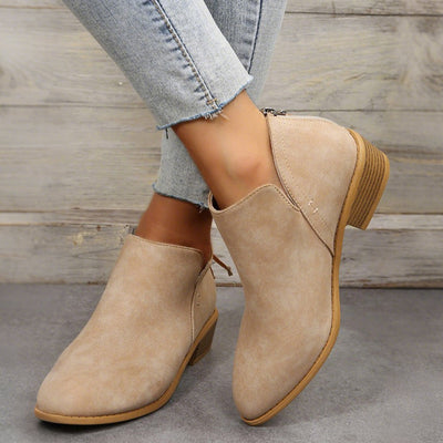 Bottines à talons bas et épais pour femmes