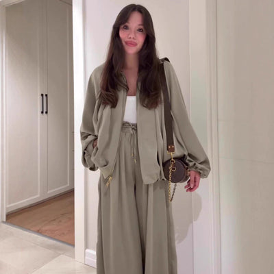 🔥Soldes : 50 % DE RÉDUCTION🔥Veste ample avec fermeture éclair et pantalon large