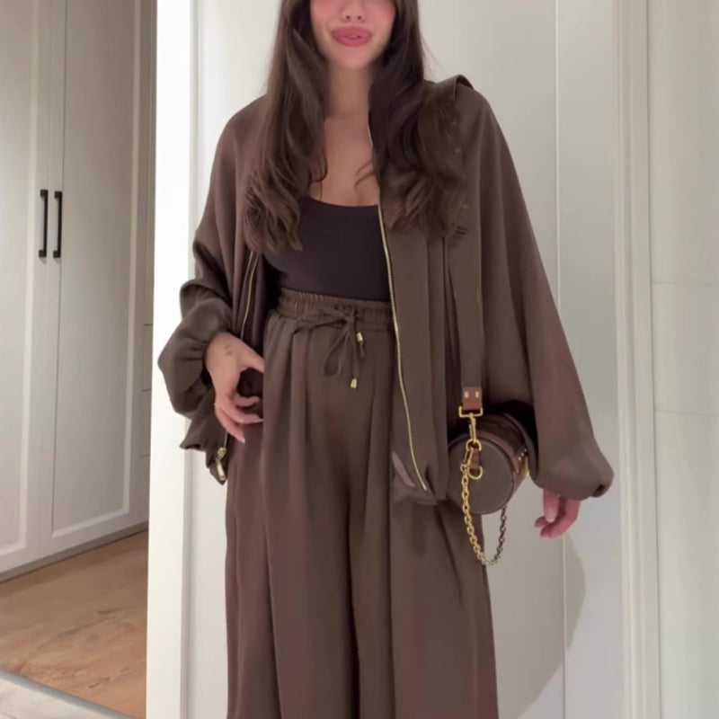 🔥Soldes : 50 % DE RÉDUCTION🔥Veste ample avec fermeture éclair et pantalon large