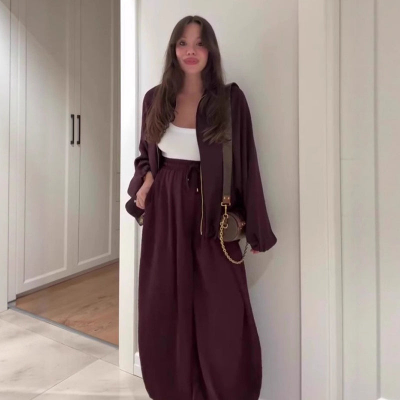 🔥Soldes : 50 % DE RÉDUCTION🔥Veste ample avec fermeture éclair et pantalon large