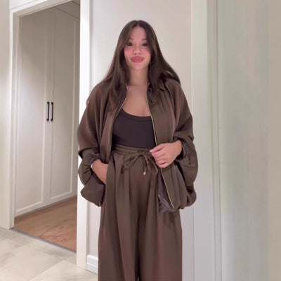 🔥Soldes : 50 % DE RÉDUCTION🔥Veste ample avec fermeture éclair et pantalon large