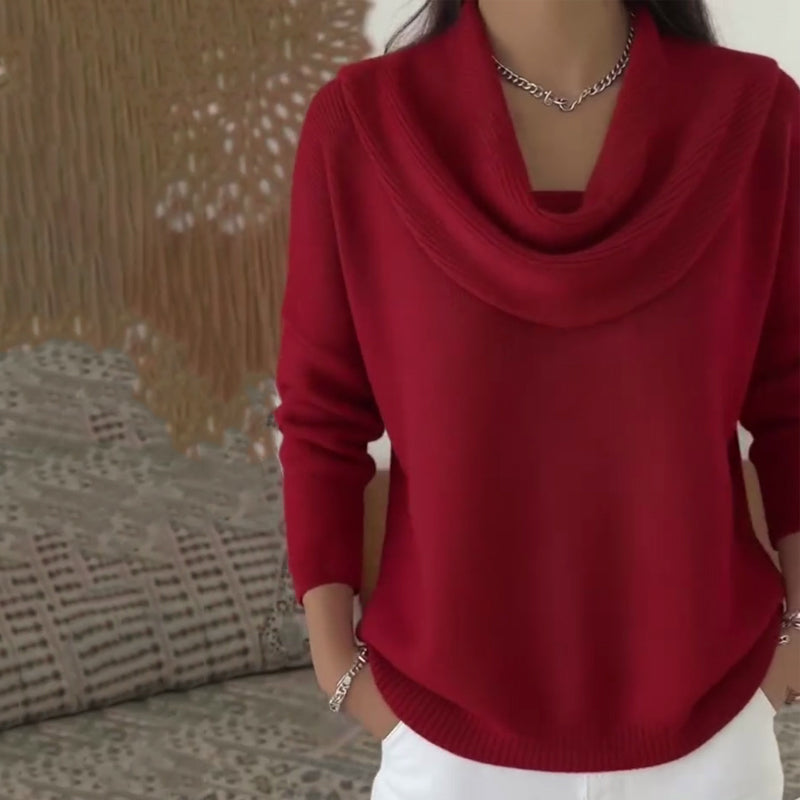 Pull élégant et confortable pour femme avec col bénitier