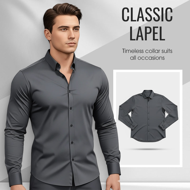📢64% de réduction！！！📍Chemise Boutonnée à Manches Longues à Col Revers de Couleur Unie pour Homme