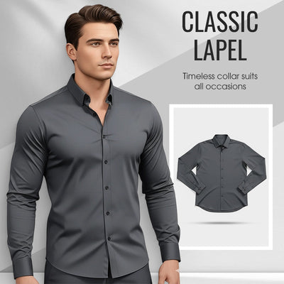 📢64% de réduction！！！📍Chemise Boutonnée à Manches Longues à Col Revers de Couleur Unie pour Homme