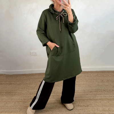 Robe oversize à manches longues et capuche pour femmes, avec poches