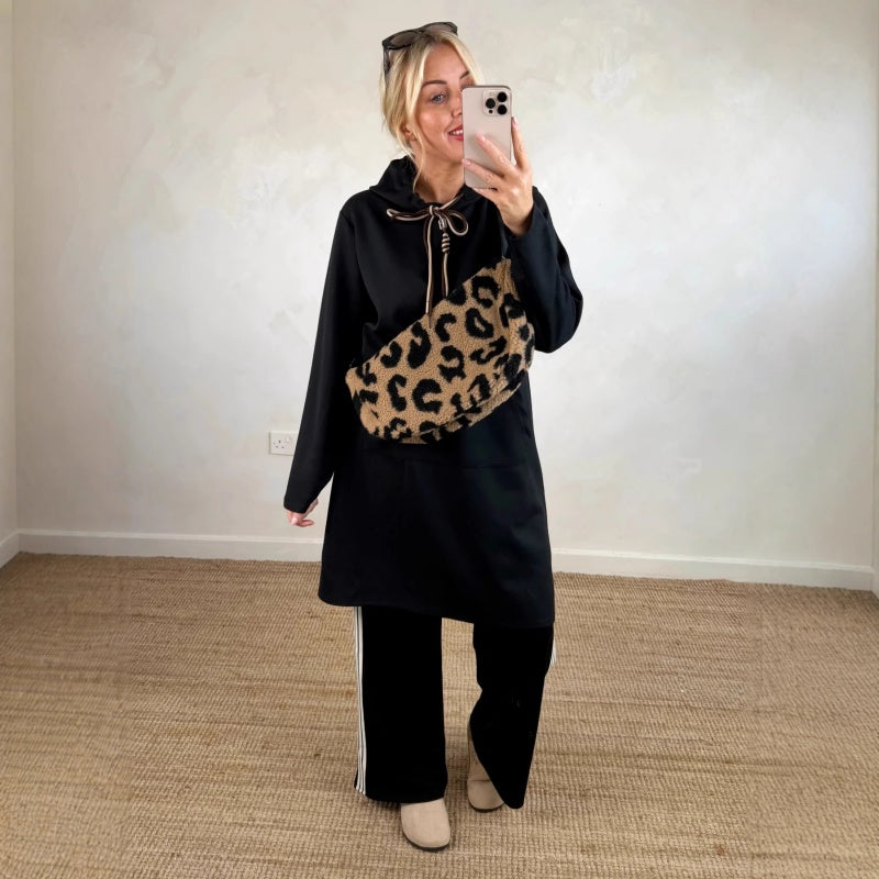 Robe oversize à manches longues et capuche pour femmes, avec poches