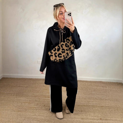 Robe oversize à manches longues et capuche pour femmes, avec poches