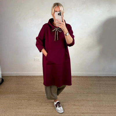 Robe oversize à manches longues et capuche pour femmes, avec poches