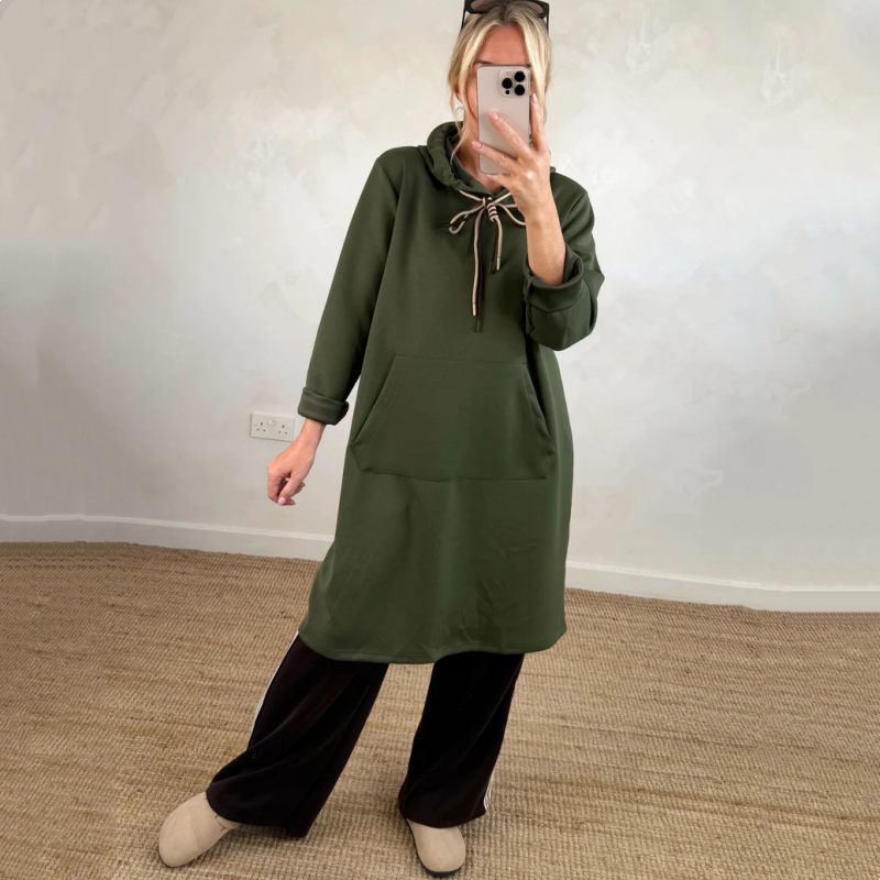 Robe oversize à manches longues et capuche pour femmes, avec poches