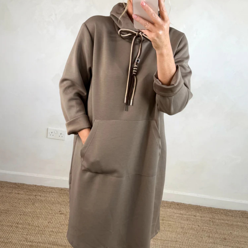 Robe oversize à manches longues et capuche pour femmes, avec poches