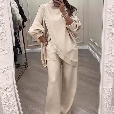 Ensemble 2 pièces oversize pour femme composé d'un pull et d'un pantalon