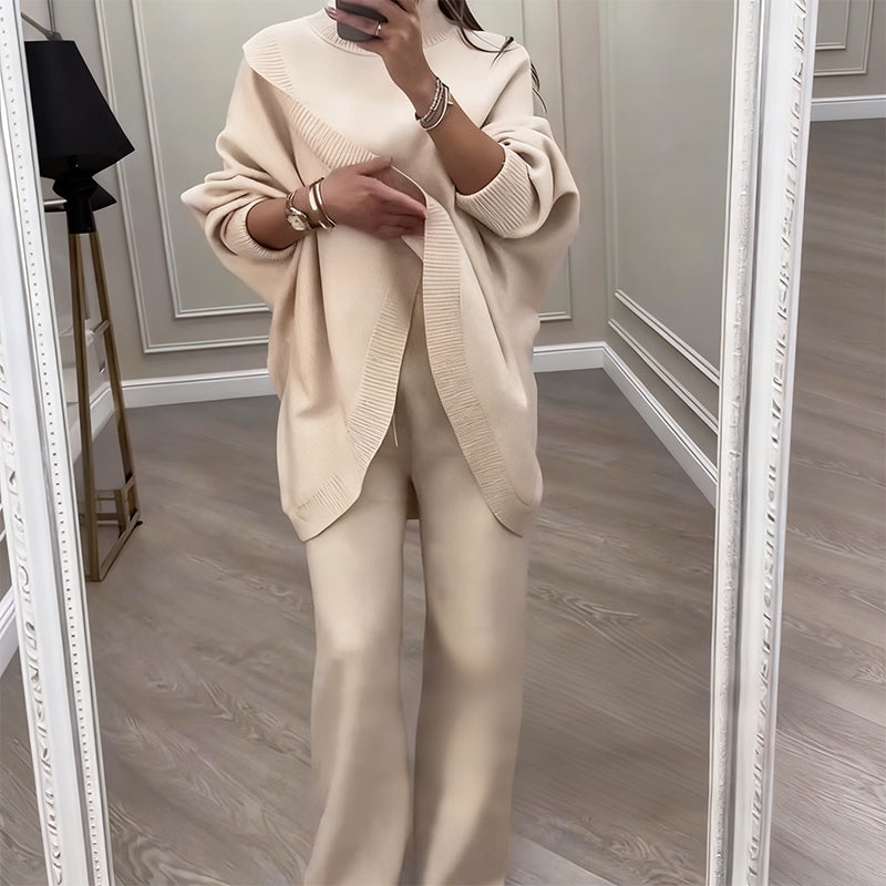 Ensemble 2 pièces oversize pour femme composé d'un pull et d'un pantalon