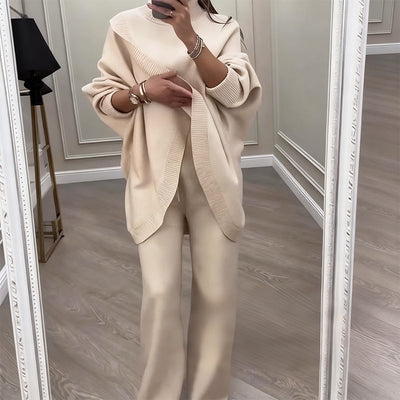 Ensemble 2 pièces oversize pour femme composé d'un pull et d'un pantalon