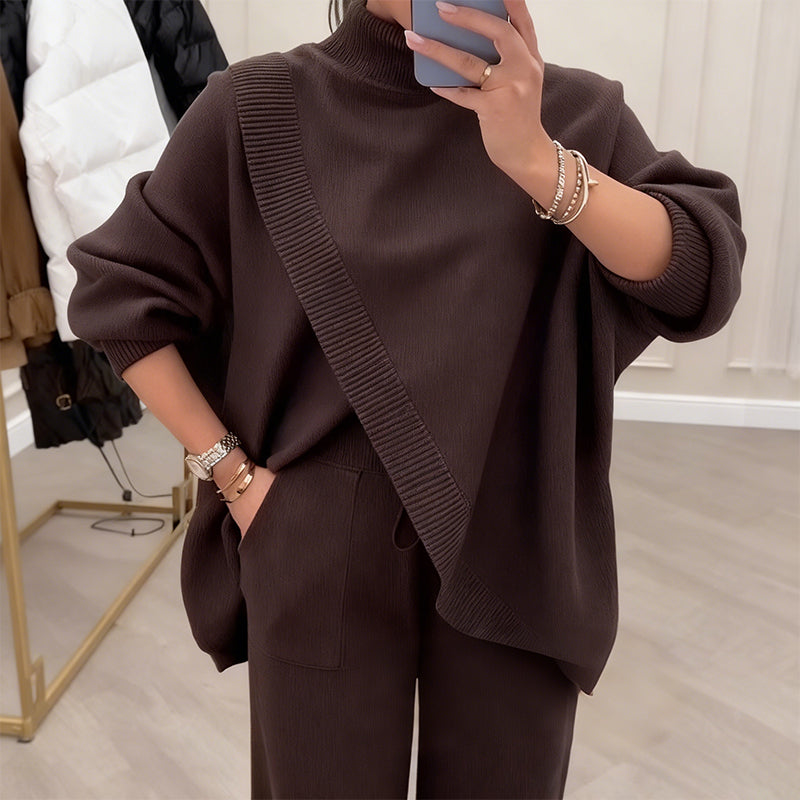 Ensemble 2 pièces oversize pour femme composé d'un pull et d'un pantalon
