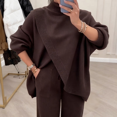 Ensemble 2 pièces oversize pour femme composé d'un pull et d'un pantalon