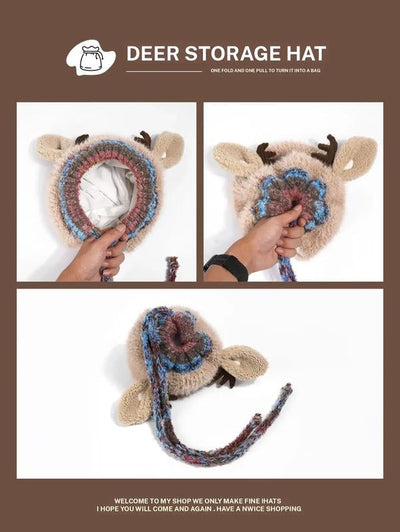 🎁🎄Soldes de Noël 49 % de réduction ! 🦌Bonnet de Noël festif au design original avec des bois de renne🧶