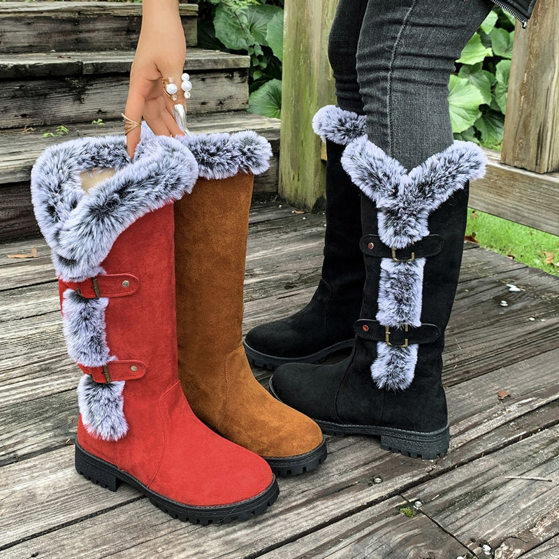 Bottes de neige mi-mollet épaisses en peluche pour femmes【Livraison gratuite】