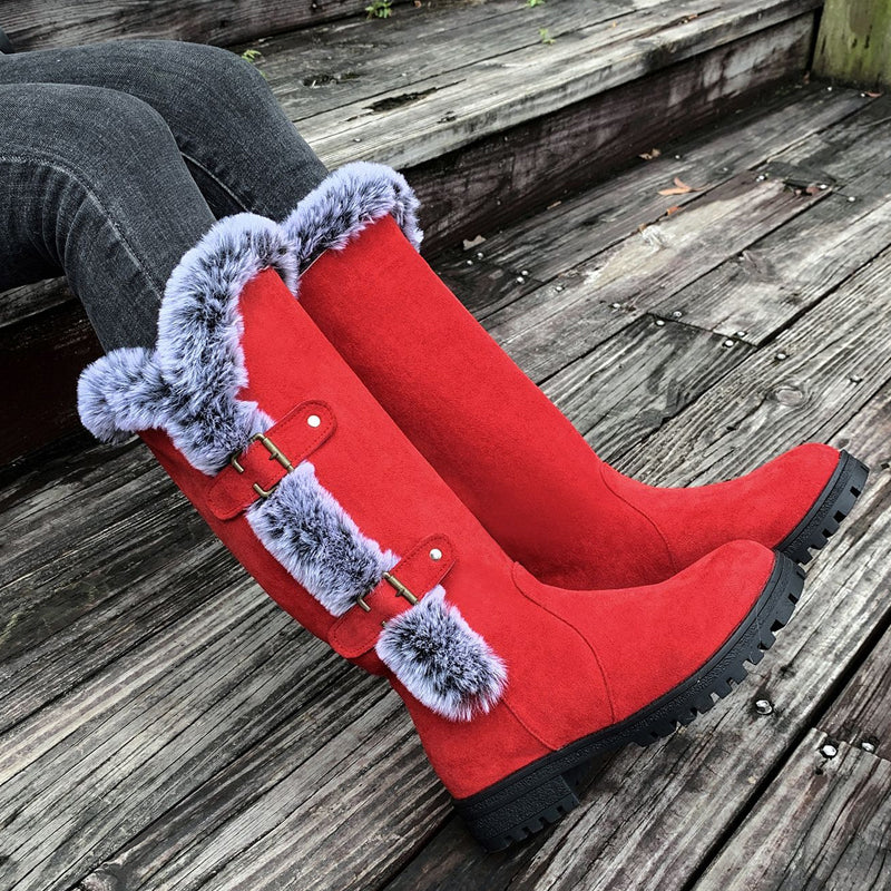 Bottes de neige mi-mollet épaisses en peluche pour femmes【Livraison gratuite】