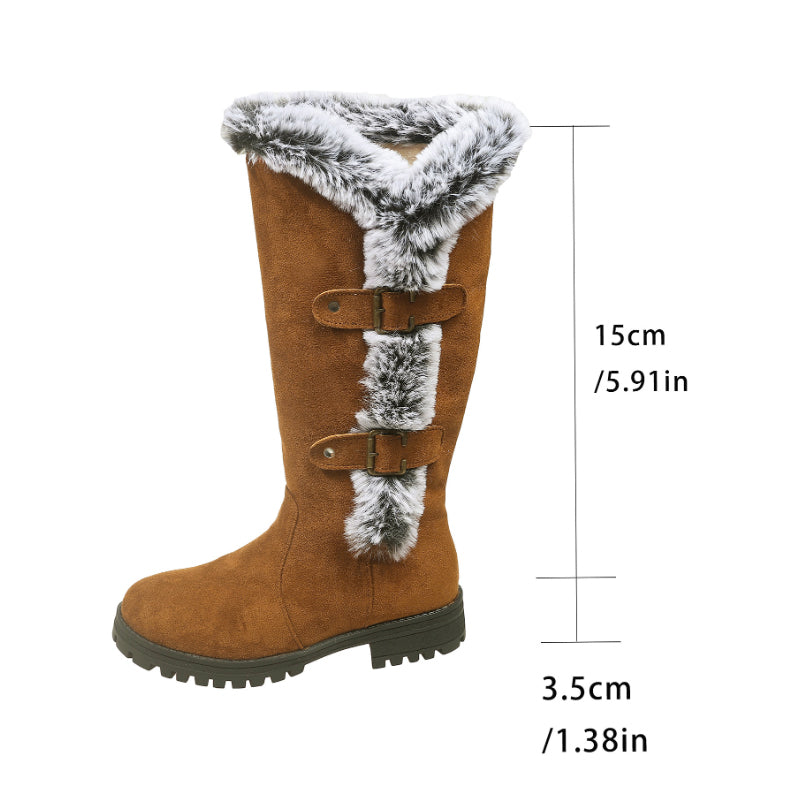 Bottes de neige mi-mollet épaisses en peluche pour femmes【Livraison gratuite】