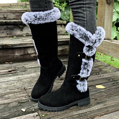 Bottes de neige mi-mollet épaisses en peluche pour femmes【Livraison gratuite】