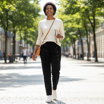Pantalon chaud à taille haute doublé de peluche pour femmes