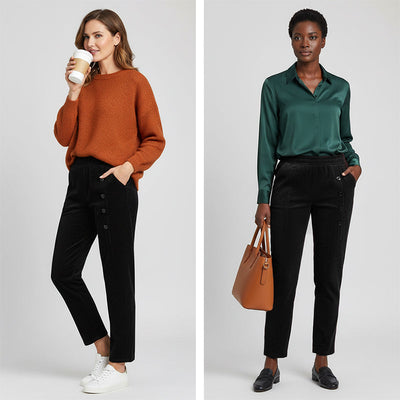 Pantalon chaud à taille haute doublé de peluche pour femmes